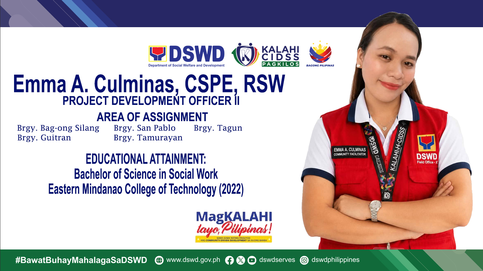 Emma A. Cumlinas, CSPE, RSW, Project Development Officer II