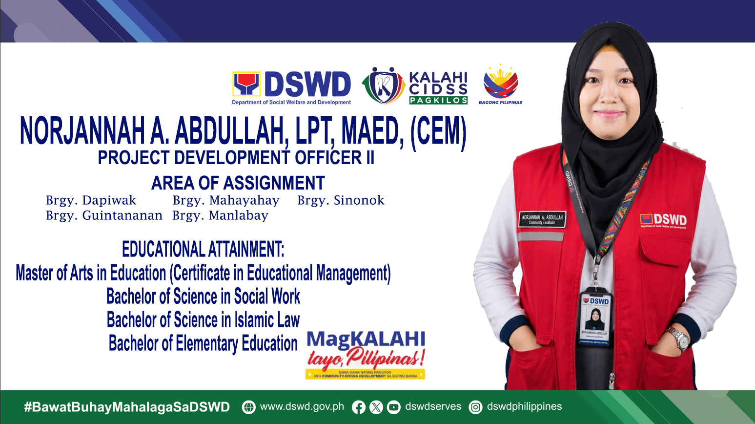 Norjannah A. Abdullah, LPT, MAEd, CEM, Project Development Officer II