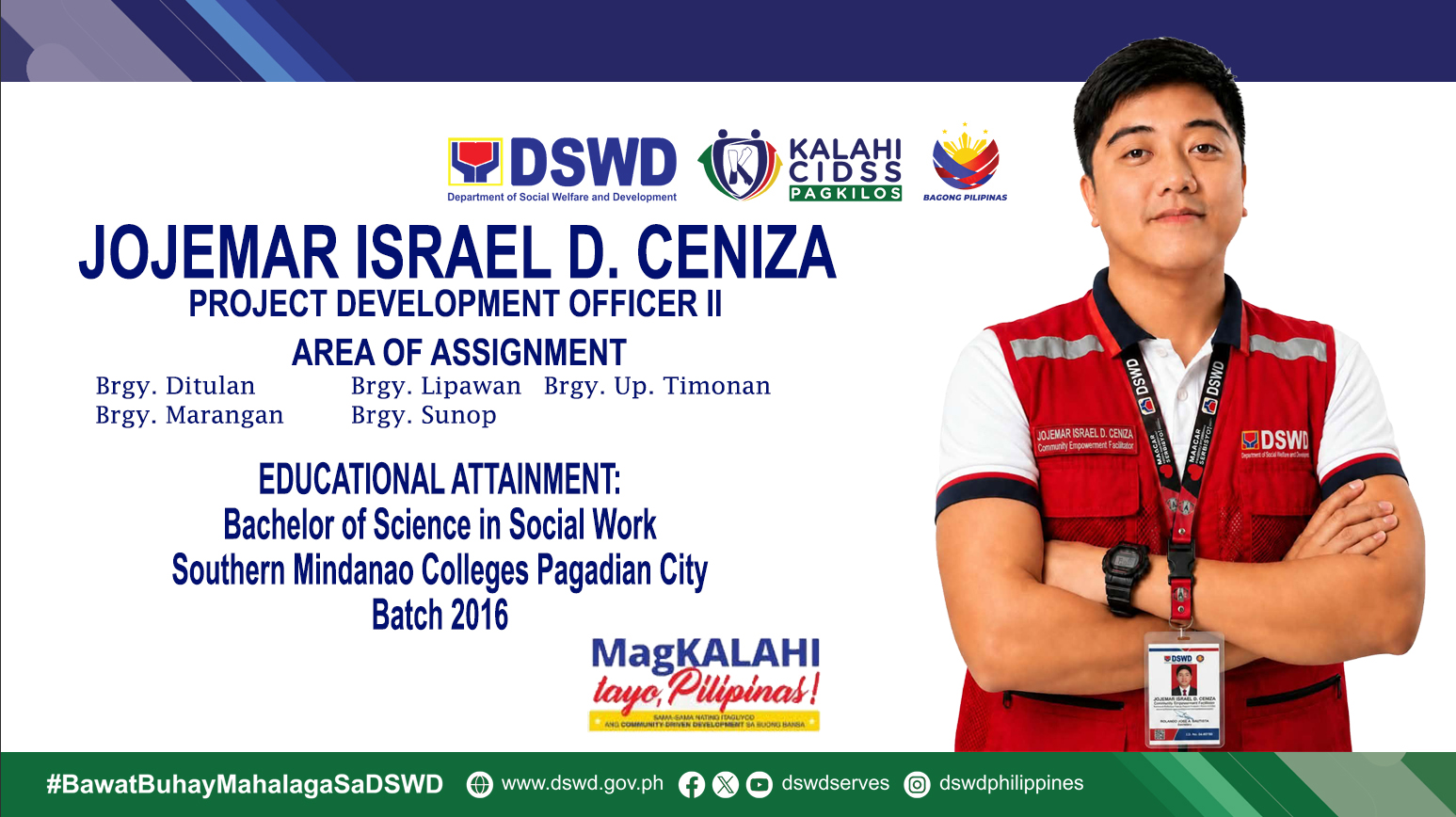 Joemar Israel D. Ceniza, Project Development Officer II