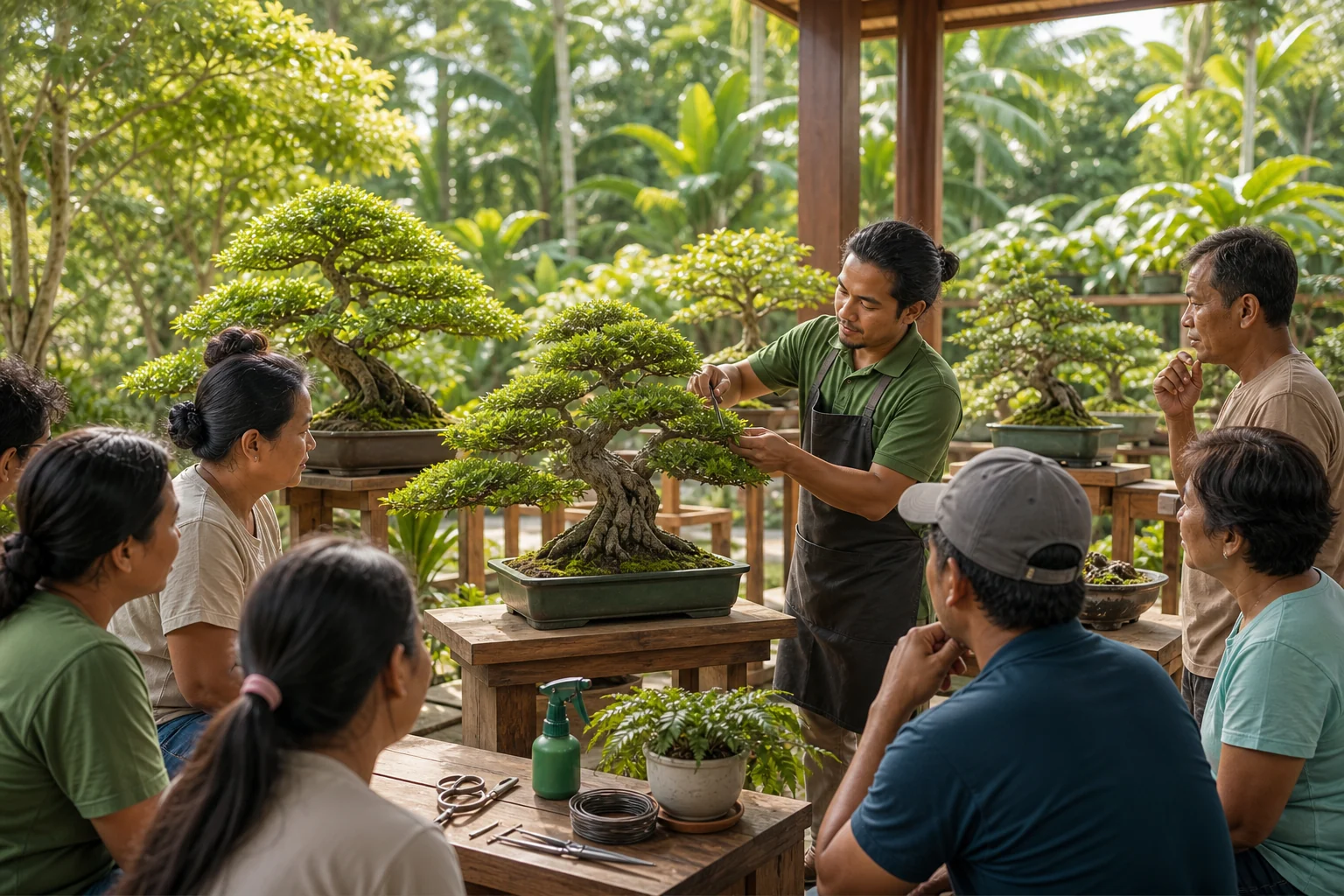 Organic Culture Week & Bonsai Experience concept illustration
